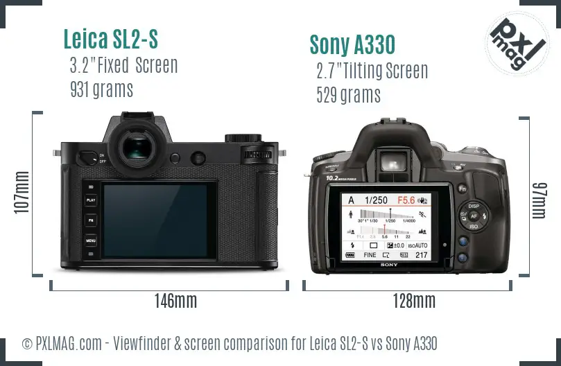 Leica SL2-S vs Sony A330 Screen and Viewfinder comparison