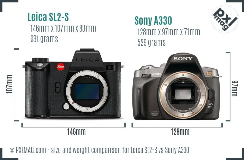 Leica SL2-S vs Sony A330 size comparison