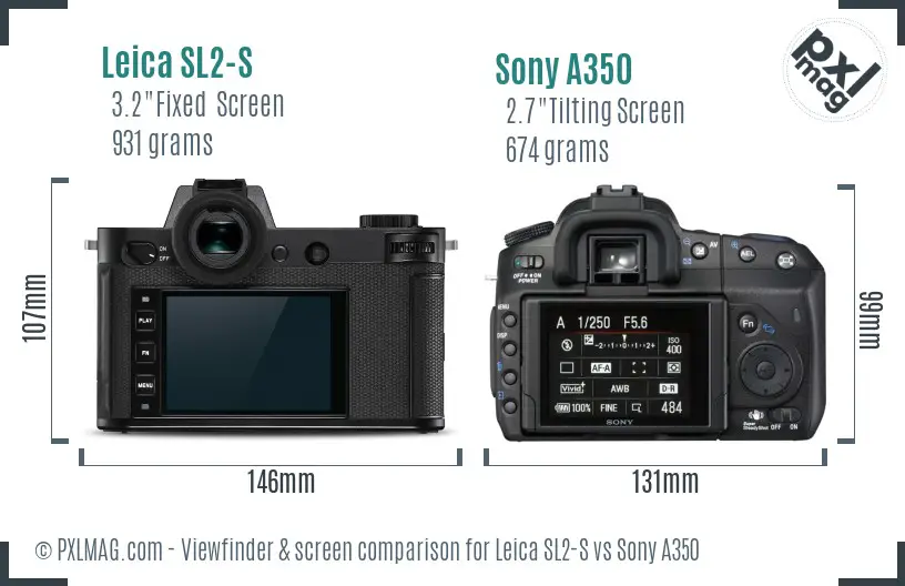 Leica SL2-S vs Sony A350 Screen and Viewfinder comparison