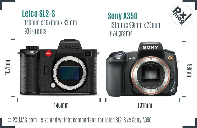 Leica SL2-S vs Sony A350 size comparison