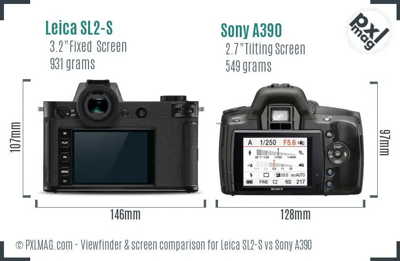 Leica SL2-S vs Sony A390 Screen and Viewfinder comparison