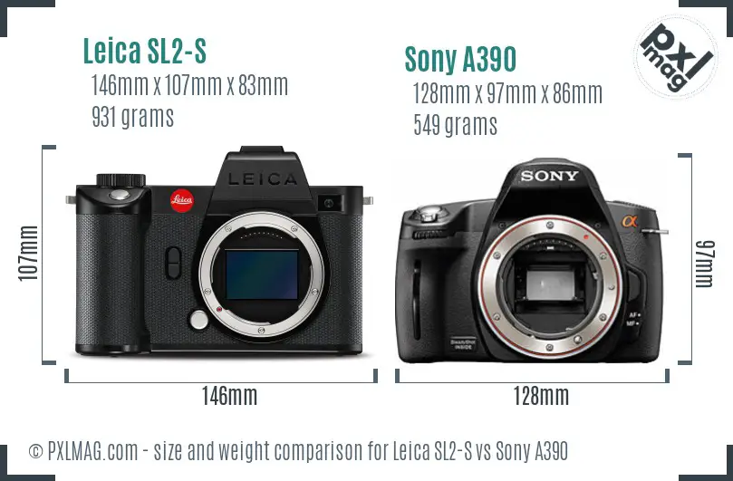Leica SL2-S vs Sony A390 size comparison