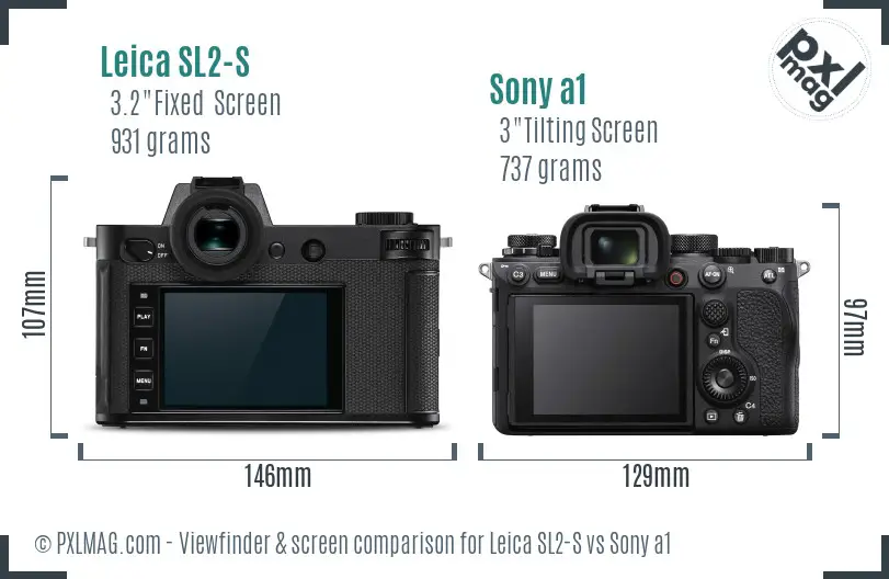Leica SL2-S vs Sony a1 Screen and Viewfinder comparison