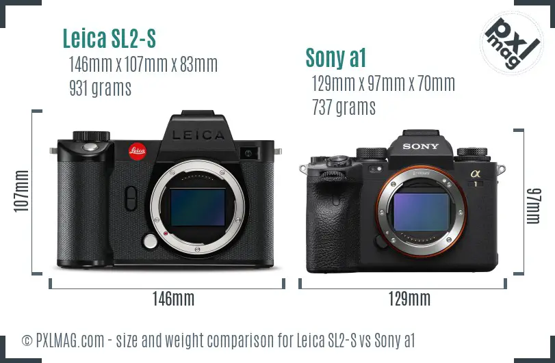 Leica SL2-S vs Sony a1 size comparison