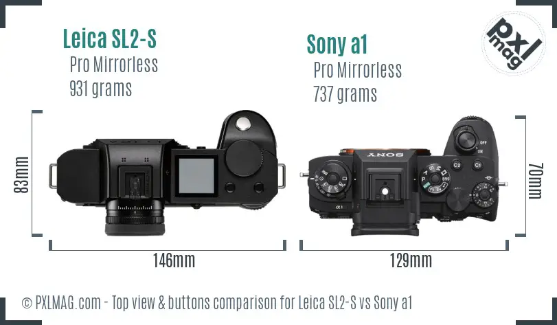 Leica SL2-S vs Sony a1 top view buttons comparison