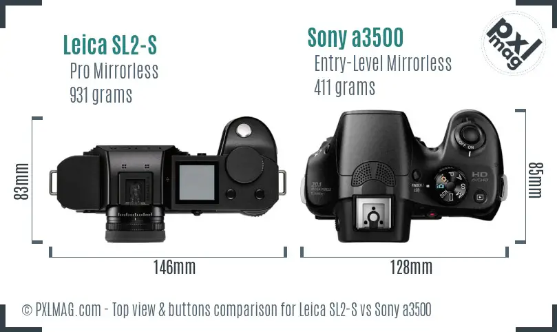 Leica SL2-S vs Sony a3500 top view buttons comparison