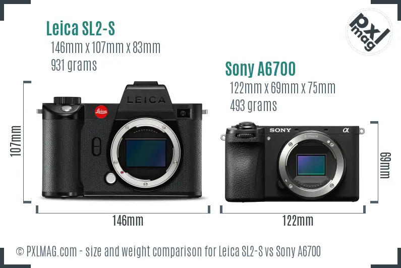 Leica SL2-S vs Sony A6700 size comparison Leica SL2-S vs Sony A6700 size comparison