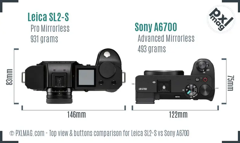 Leica SL2-S vs Sony A6700 top view buttons comparison Leica SL2-S vs Sony A6700 top view buttons comparison