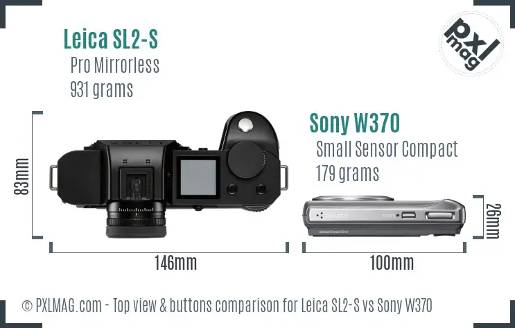 Leica SL2-S vs Sony W370 top view buttons comparison