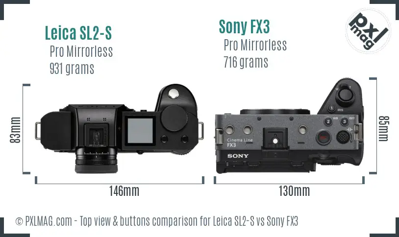 Leica SL2-S vs Sony FX3 top view buttons comparison