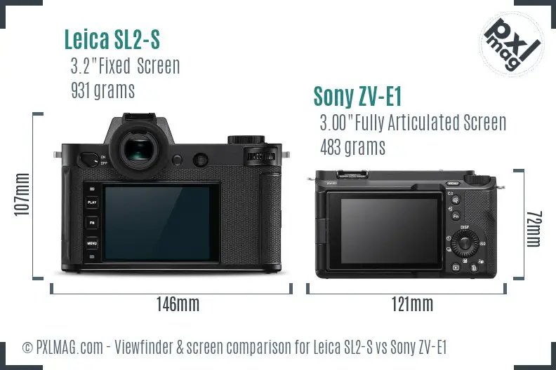 Leica SL2-S vs Sony ZV-E1 Screen and Viewfinder comparison