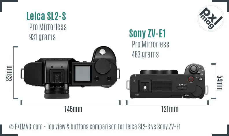 Leica SL2-S vs Sony ZV-E1 top view buttons comparison