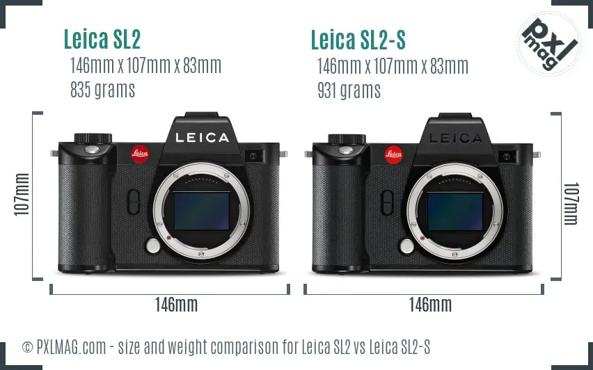 Leica SL2 vs Leica SL2-S size comparison