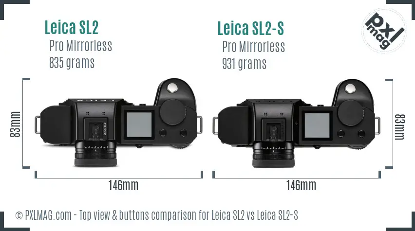 Leica SL2 vs Leica SL2-S top view buttons comparison