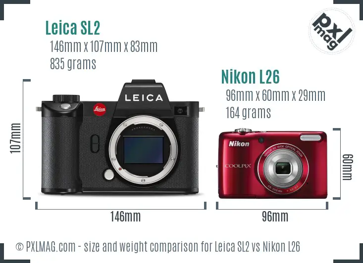 Leica SL2 vs Nikon L26 size comparison