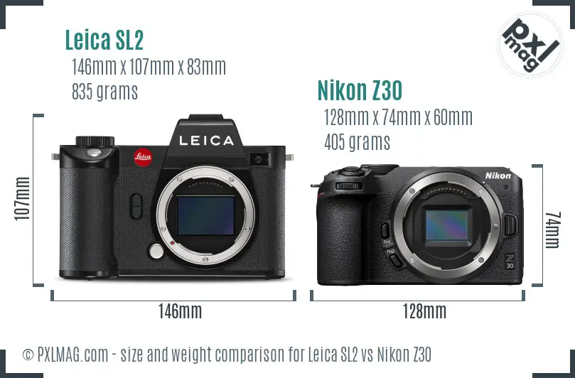 Leica SL2 vs Nikon Z30 size comparison