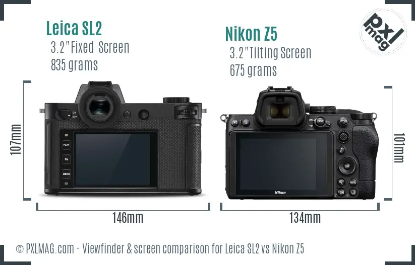 Leica SL2 vs Nikon Z5 Screen and Viewfinder comparison