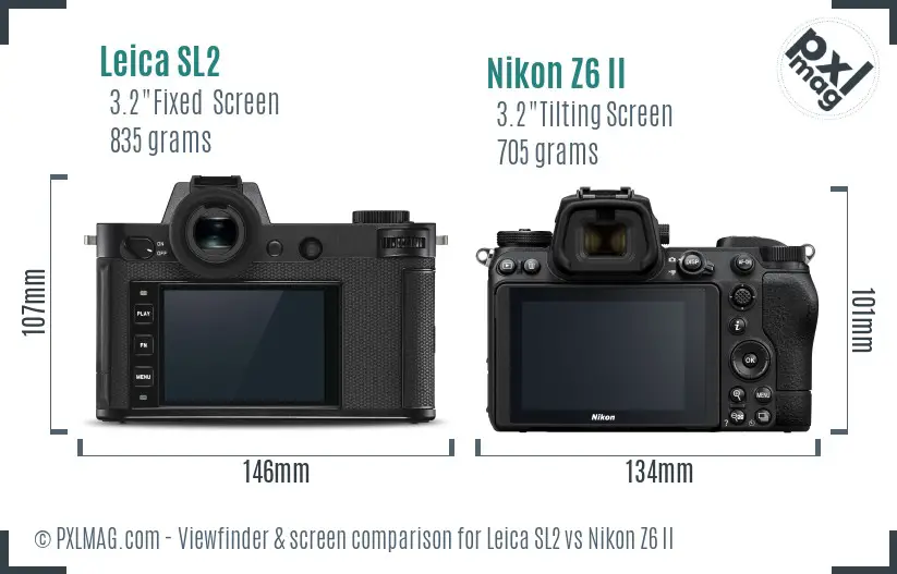 Leica SL2 vs Nikon Z6 II Screen and Viewfinder comparison
