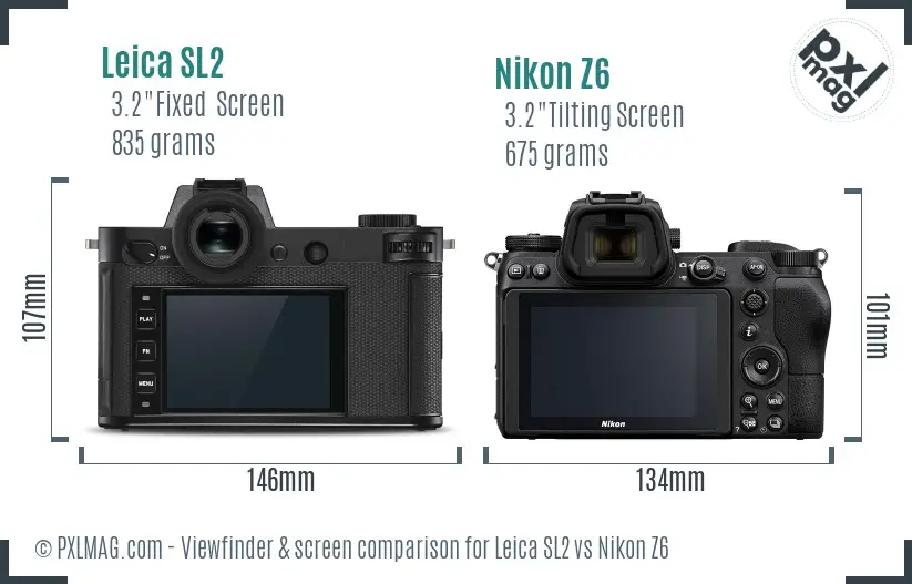Leica SL2 vs Nikon Z6 Screen and Viewfinder comparison