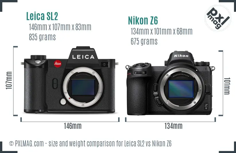 Leica SL2 vs Nikon Z6 size comparison