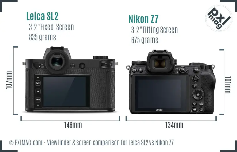 Leica SL2 vs Nikon Z7 Screen and Viewfinder comparison