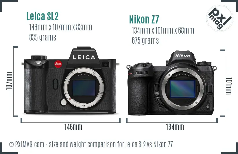 Leica SL2 vs Nikon Z7 size comparison