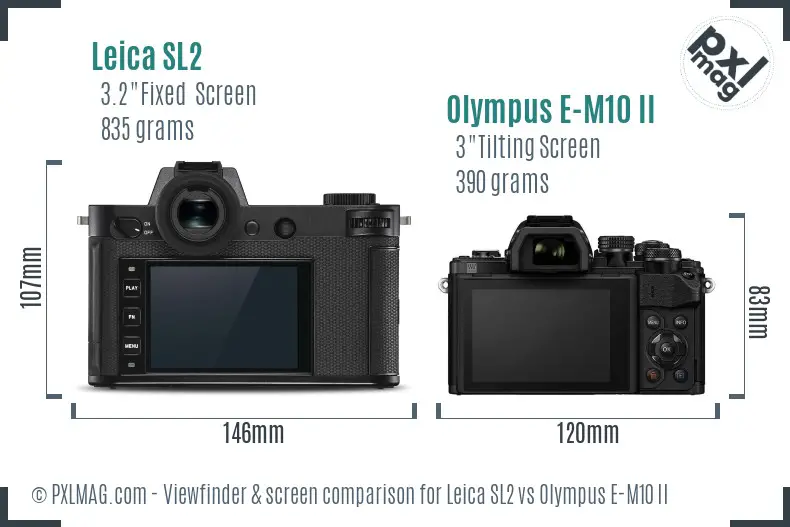 Leica SL2 vs Olympus E-M10 II Screen and Viewfinder comparison