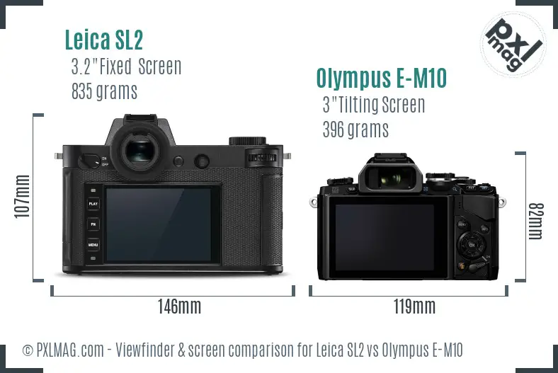 Leica SL2 vs Olympus E-M10 Screen and Viewfinder comparison Leica SL2 vs Olympus E-M10 Screen and Viewfinder comparison