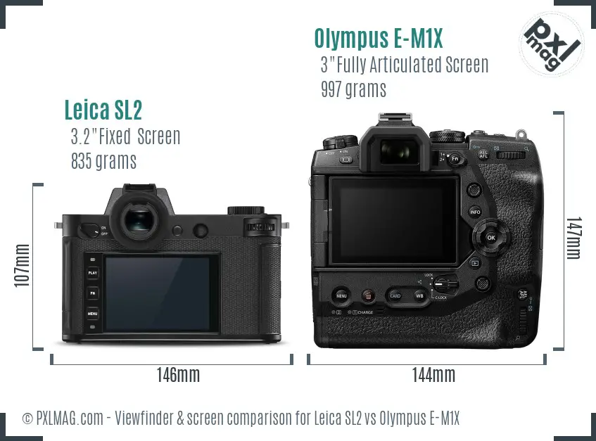 Leica SL2 vs Olympus E-M1X Screen and Viewfinder comparison
