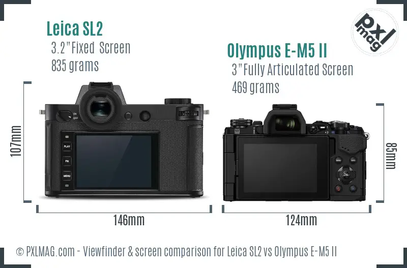 Leica SL2 vs Olympus E-M5 II Screen and Viewfinder comparison