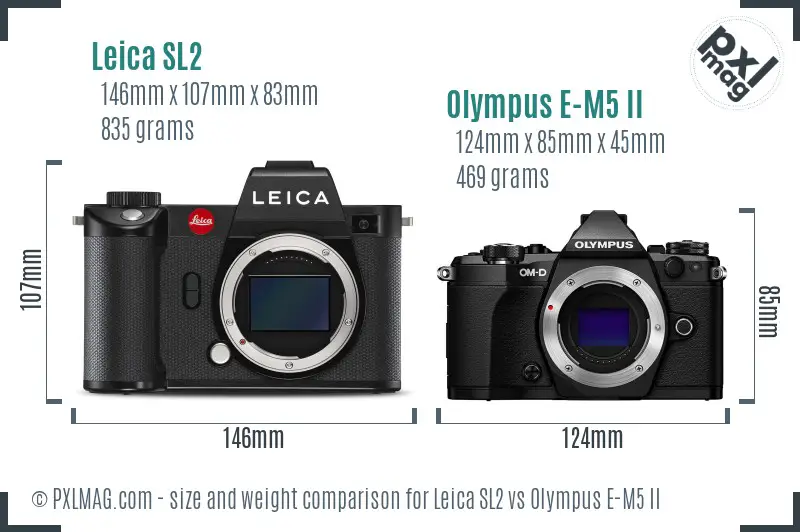 Leica SL2 vs Olympus E-M5 II size comparison