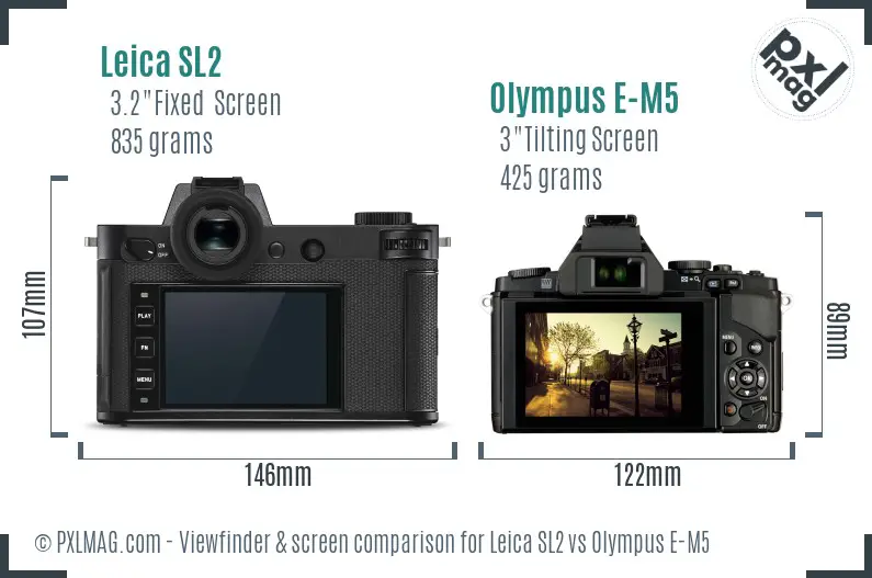 Leica SL2 vs Olympus E-M5 Screen and Viewfinder comparison Leica SL2 vs Olympus E-M5 Screen and Viewfinder comparison