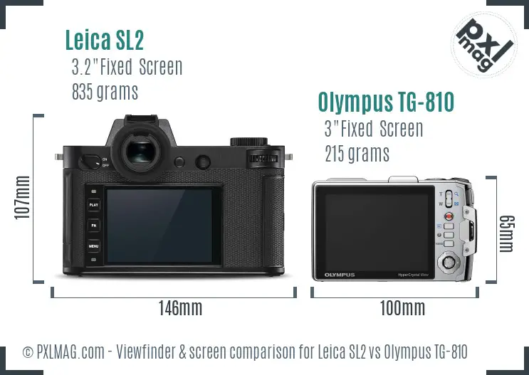 Leica SL2 vs Olympus TG-810 Screen and Viewfinder comparison