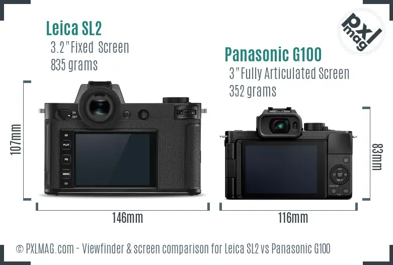 Leica SL2 vs Panasonic G100 Screen and Viewfinder comparison