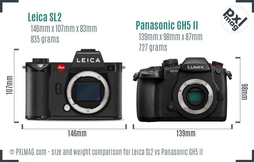 Leica SL2 vs Panasonic GH5 II size comparison