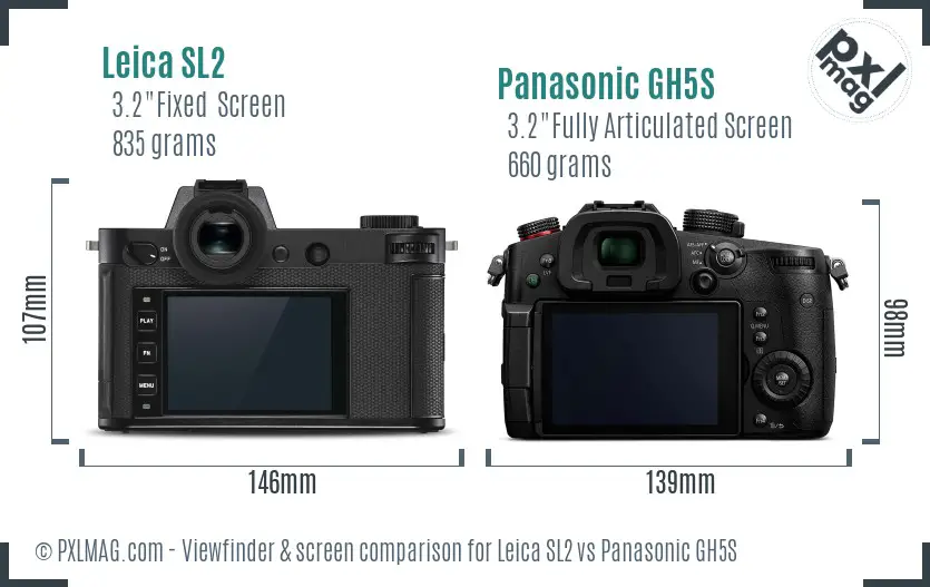 Leica SL2 vs Panasonic GH5S Screen and Viewfinder comparison