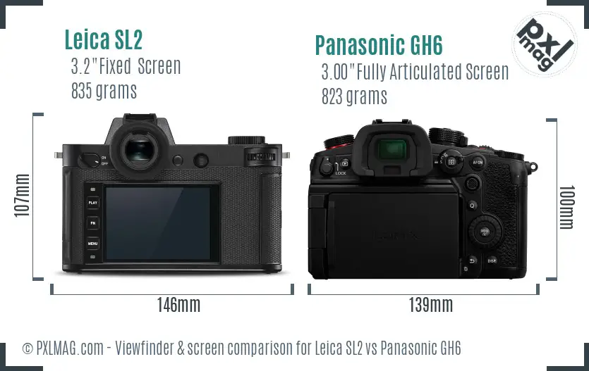Leica SL2 vs Panasonic GH6 Screen and Viewfinder comparison