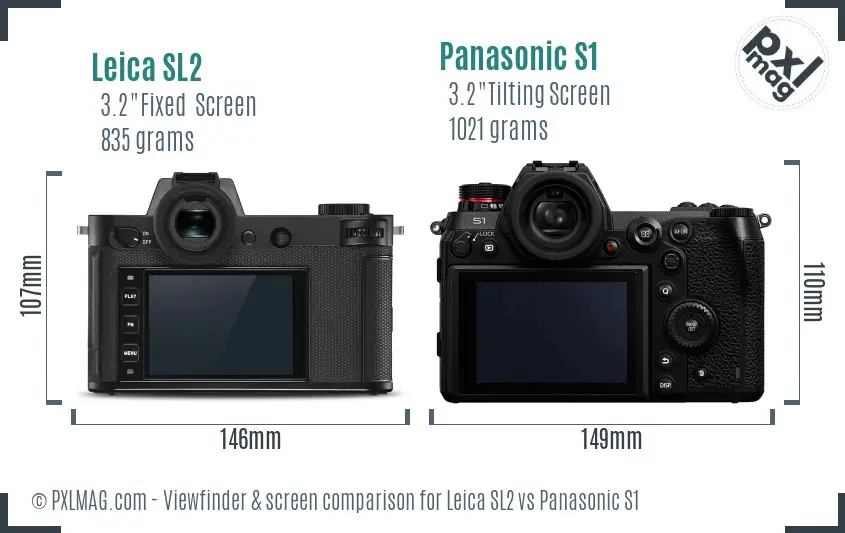 Leica SL2 vs Panasonic S1 Screen and Viewfinder comparison