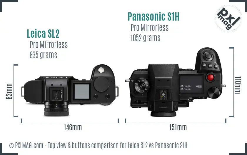 Leica SL2 vs Panasonic S1H top view buttons comparison