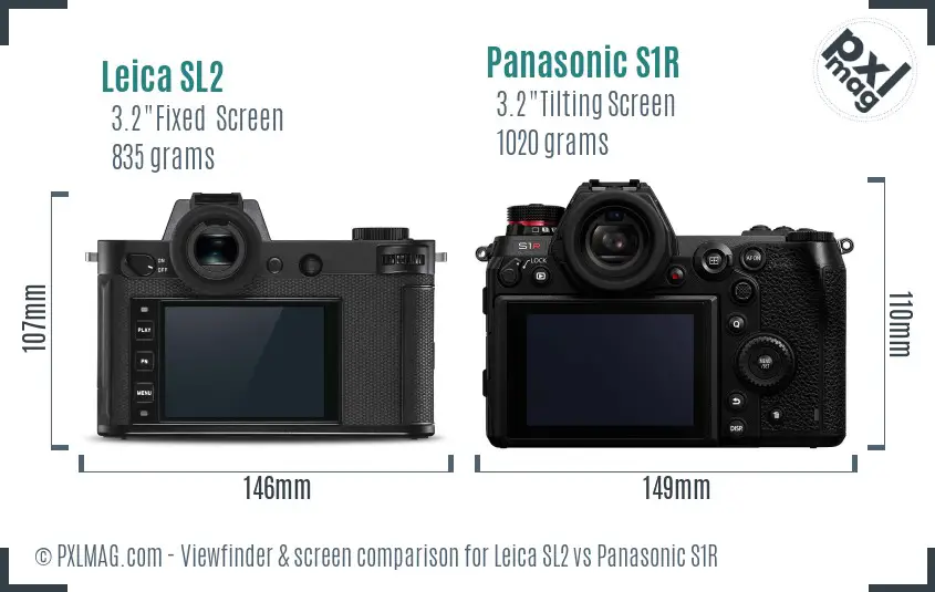 Leica SL2 vs Panasonic S1R Screen and Viewfinder comparison