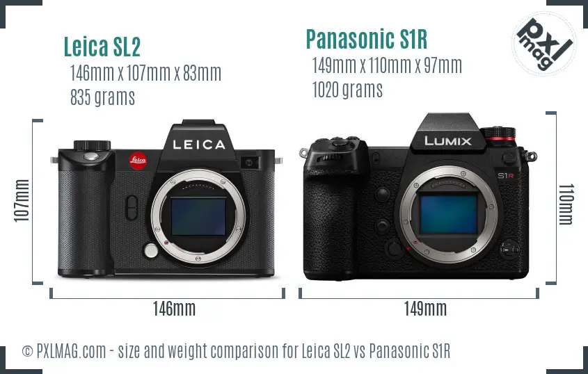 Leica SL2 vs Panasonic S1R size comparison