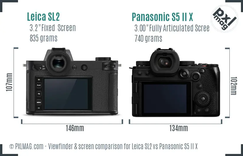 Leica SL2 vs Panasonic S5 II X Screen and Viewfinder comparison