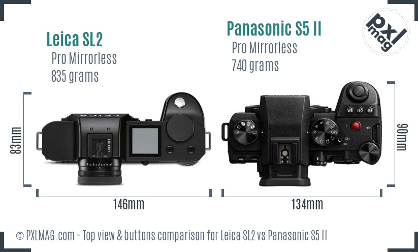 Leica SL2 vs Panasonic S5 II top view buttons comparison