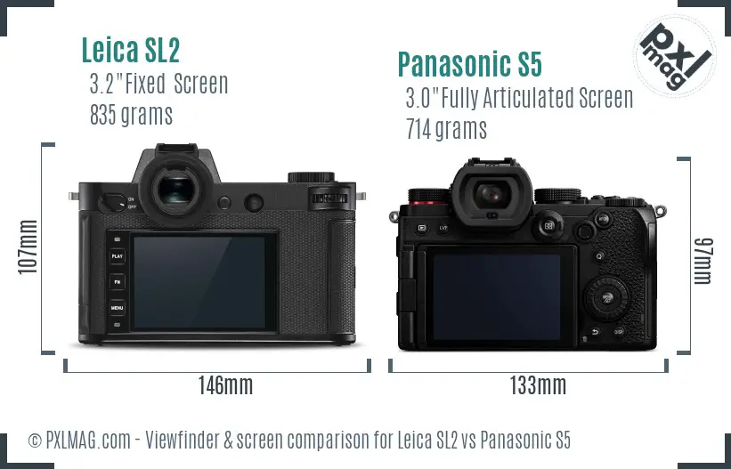 Leica SL2 vs Panasonic S5 Screen and Viewfinder comparison