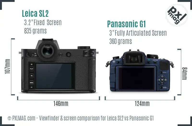 Leica SL2 vs Panasonic G1 Screen and Viewfinder comparison