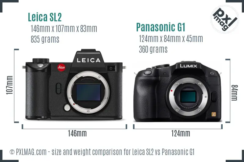 Leica SL2 vs Panasonic G1 size comparison