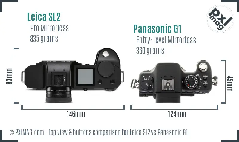 Leica SL2 vs Panasonic G1 top view buttons comparison