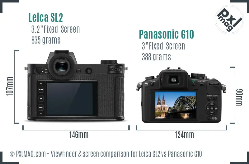 Leica SL2 vs Panasonic G10 Screen and Viewfinder comparison