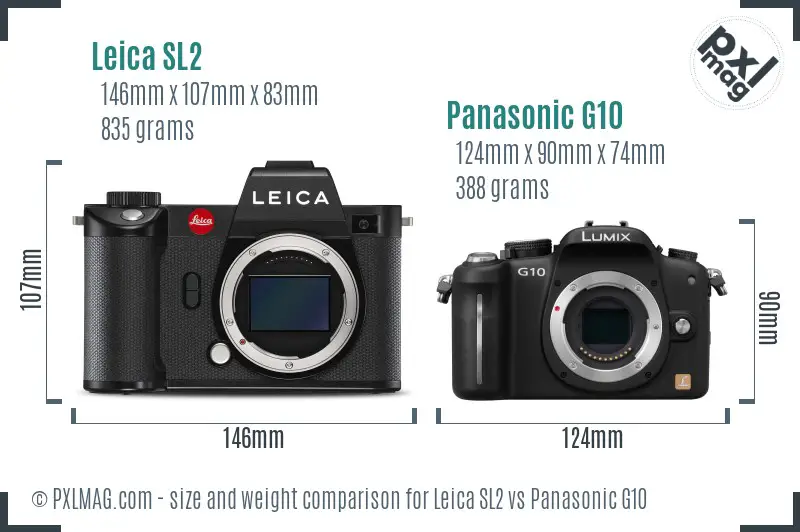 Leica SL2 vs Panasonic G10 size comparison