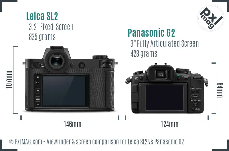 Leica SL2 vs Panasonic G2 Screen and Viewfinder comparison